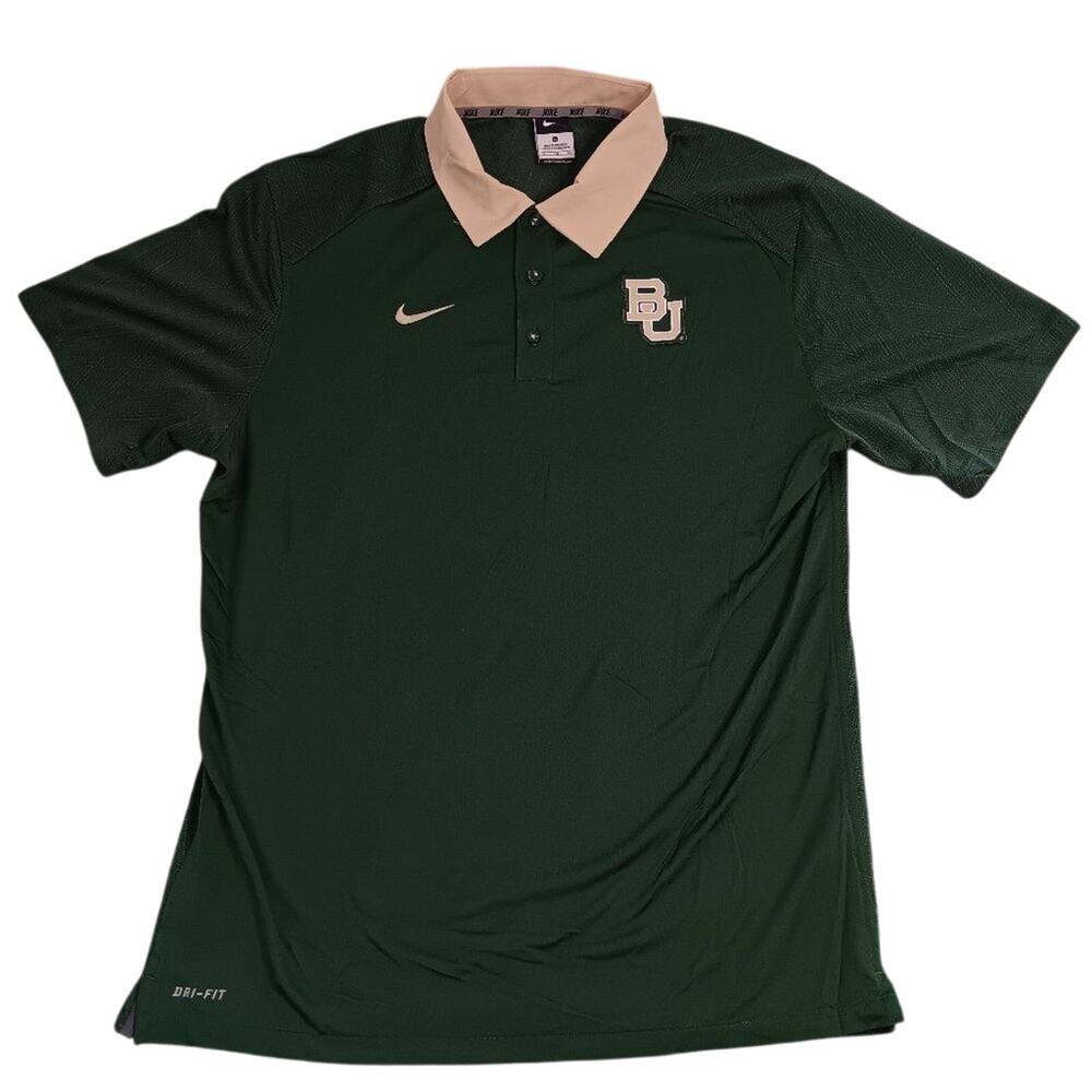 Nike Dri-Fit Polo Mens XL Green‎ Baylor University Logo Coach Performance